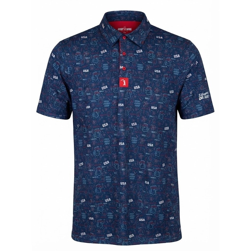 Bogey Bros Golf Co USA Patriotic Polo Shirt Mens Large Blue Fireworks L - CJ